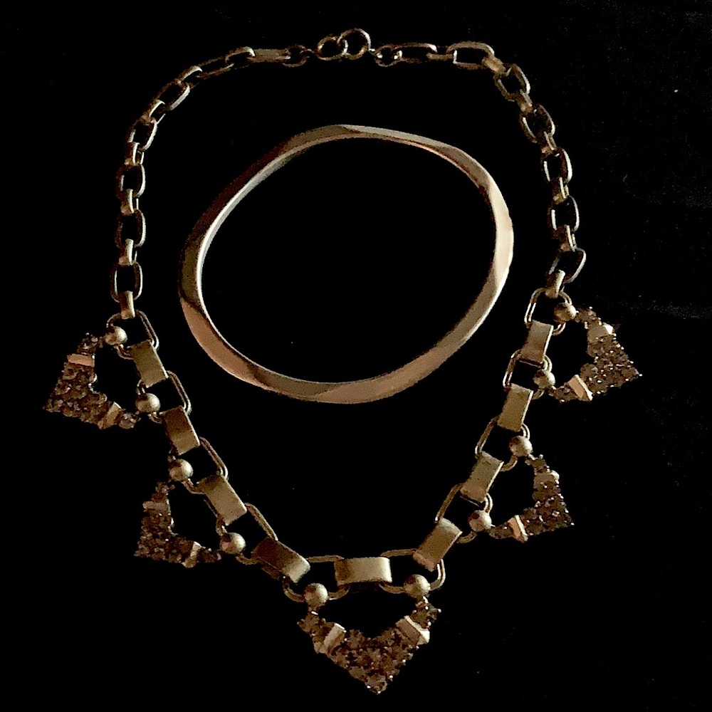 Stella & Dot RORY choker/Brushed Oblong bangle lot